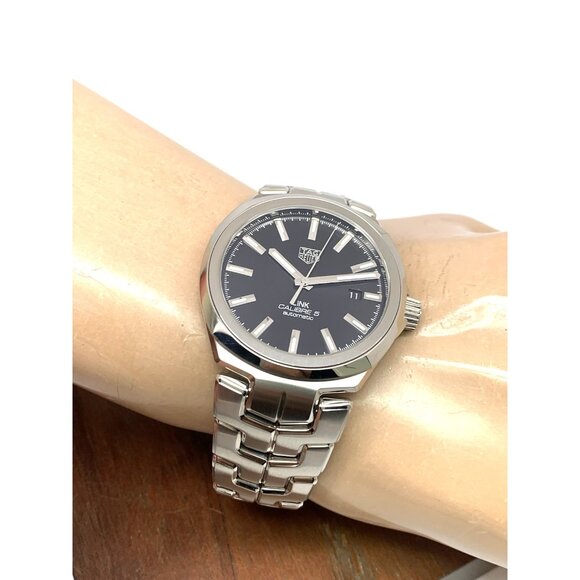 Tag Heuer Men's Watch WBC2110 Link Swiss Automatic Black Dial Silver Steel 40mm - Picture 4 of 13